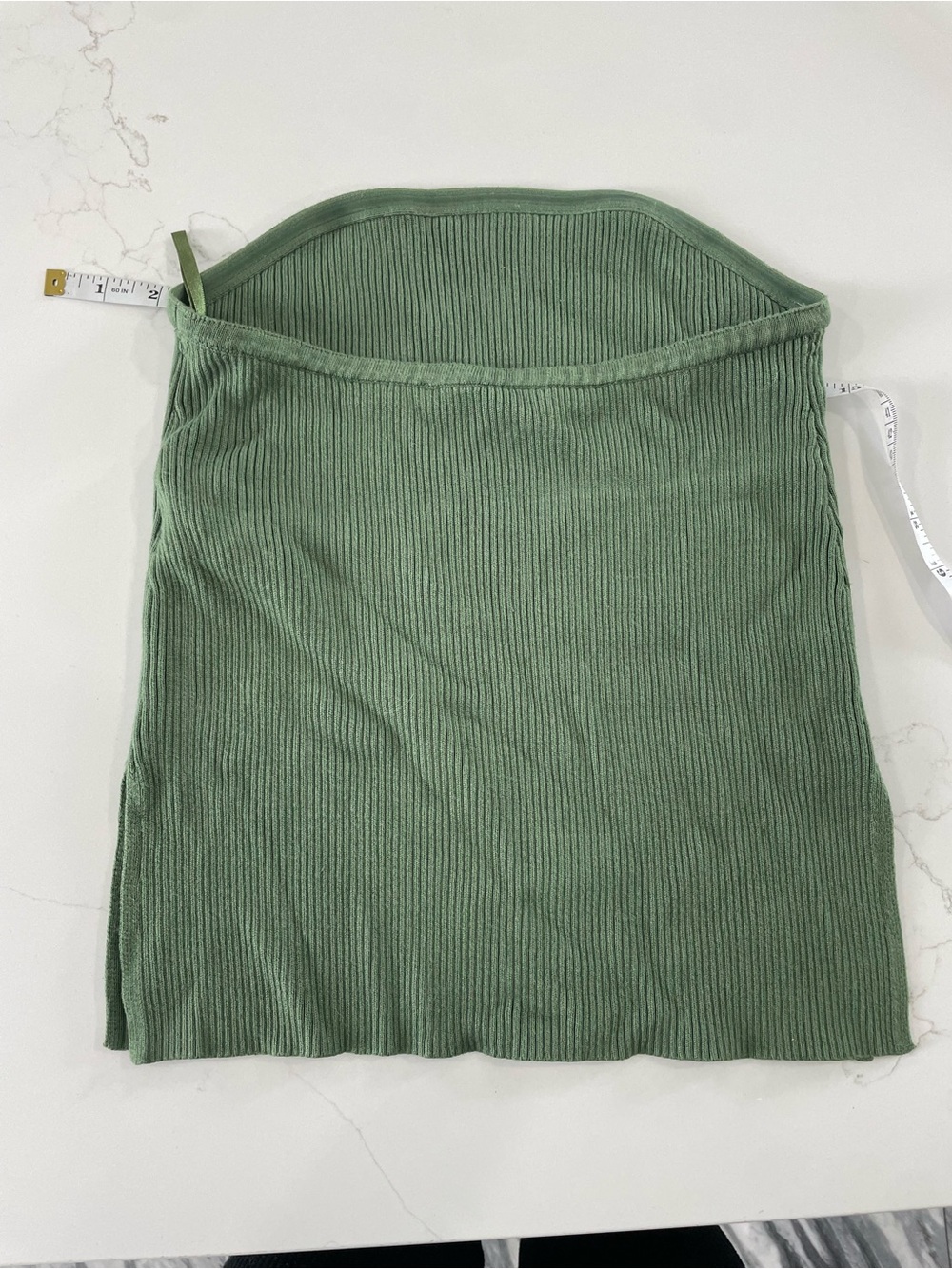 Abercrombie & Fitch Olive Green Ribbed Strapless Crop Top